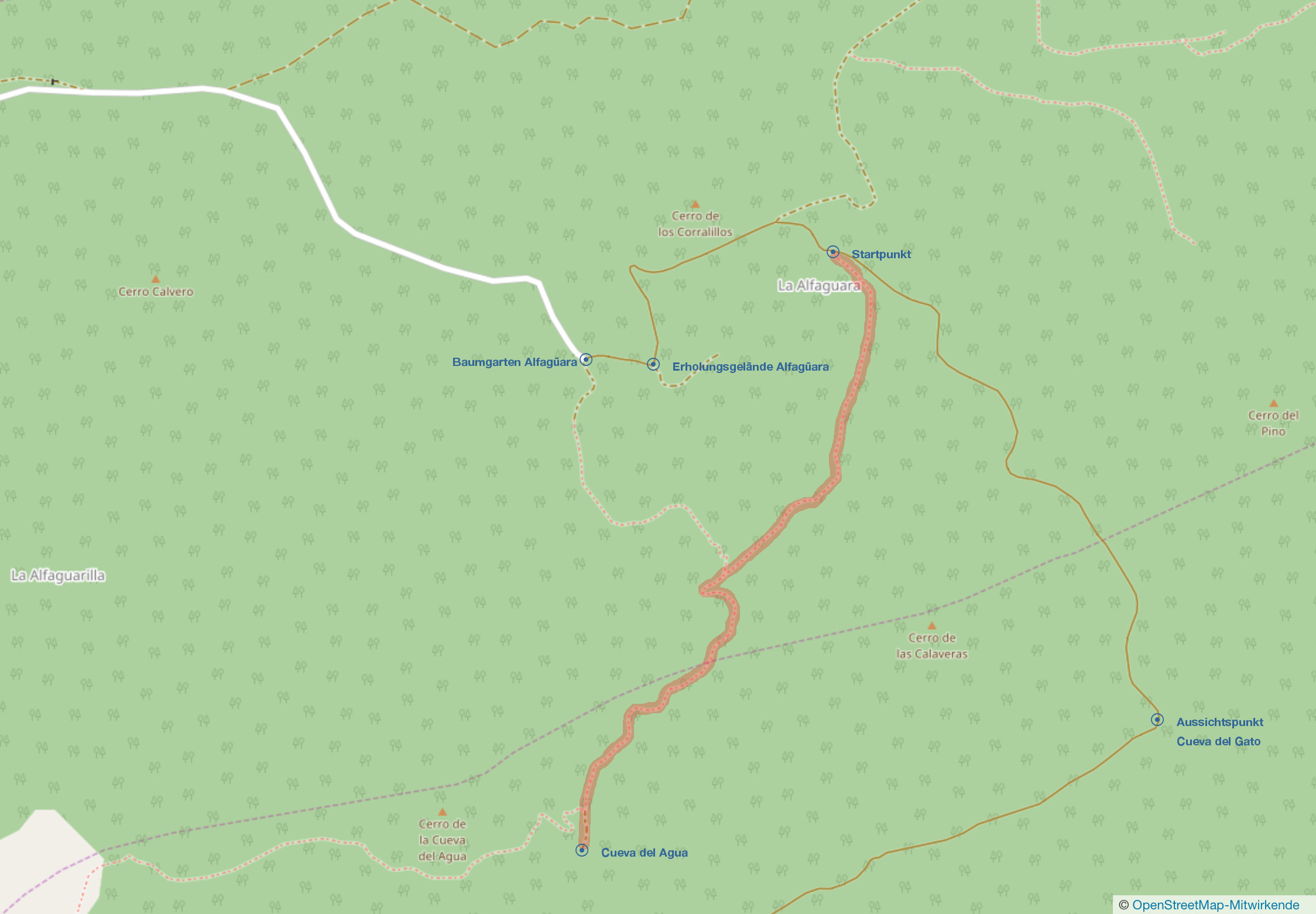 Karte zur Wanderung Cueva del Agua